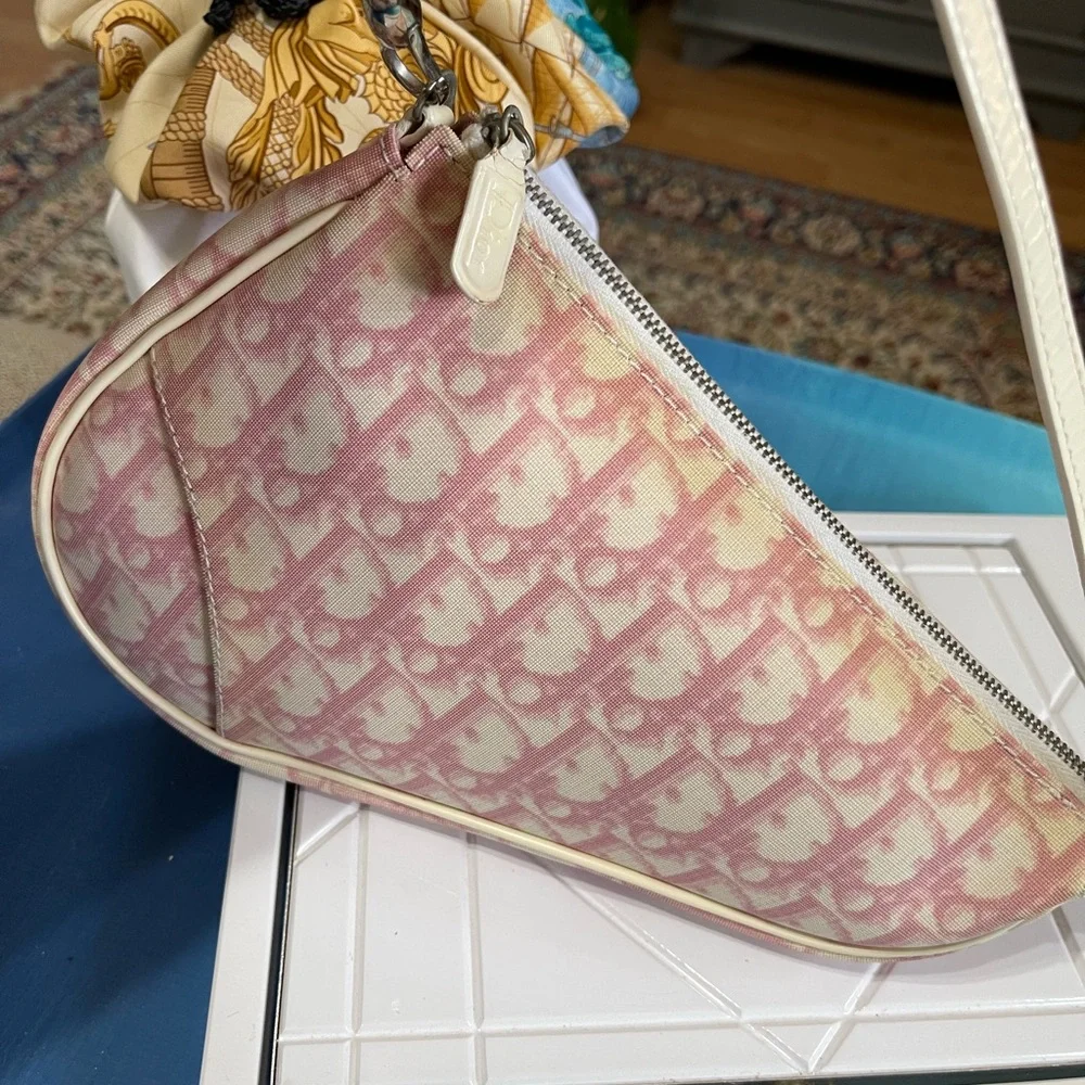 Dior Pink Oblique Logo Mini Canvas Saddle Bag - Picture 9 of 17